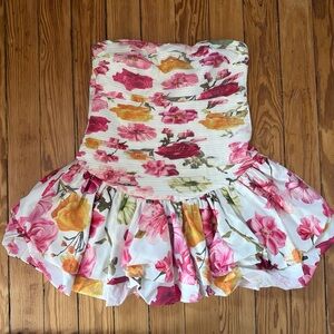Floral Strapless Mini Dress
